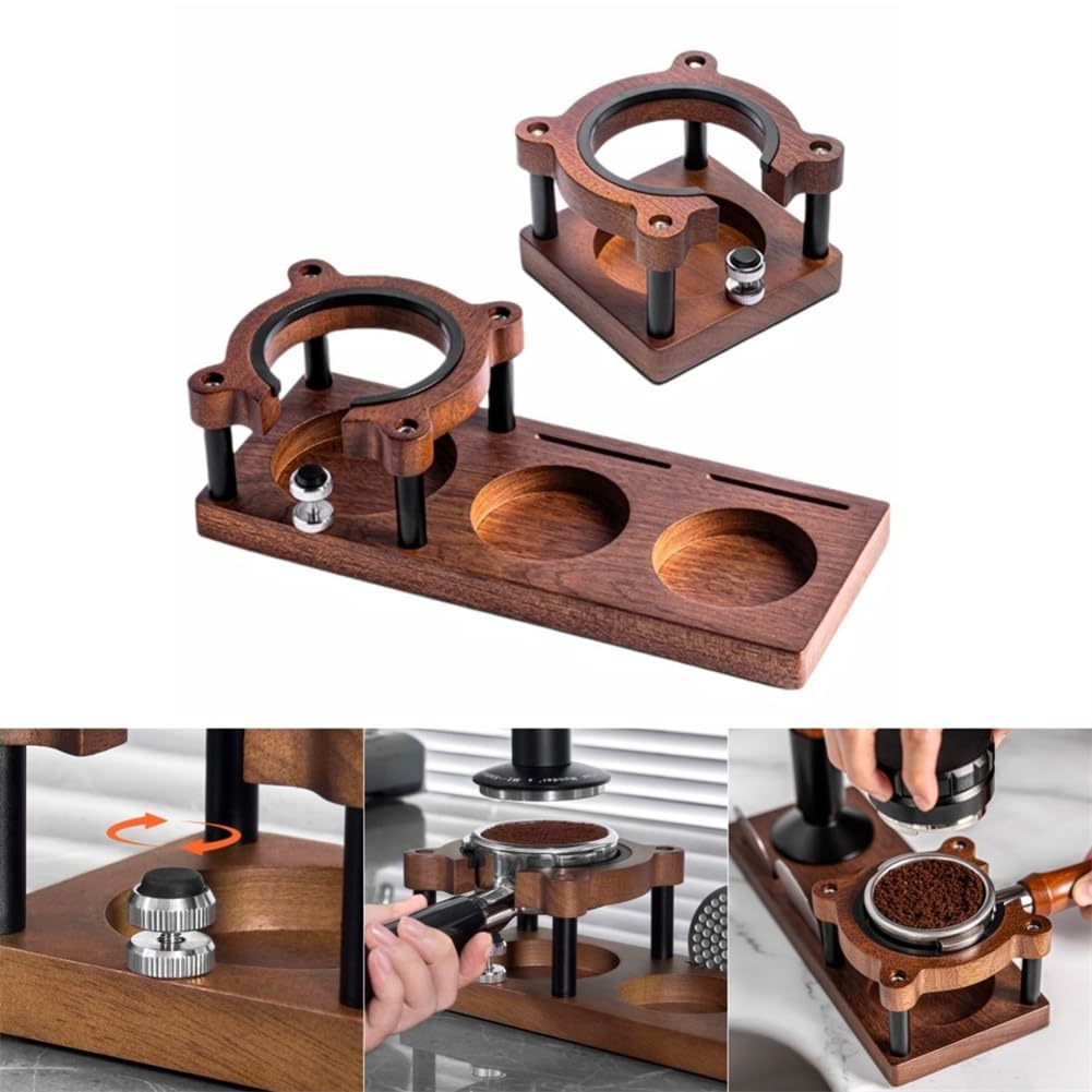 Wysokiej jakości drewniany tamper do kawy 51/58 mm - podstawa Sapele narzędzie do prasy do espresso i uchwyt na portafilter dla baristów i stylowe akcesoria do kawy