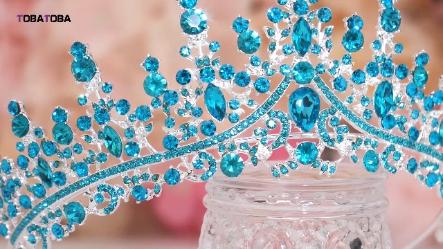Amazon.com: TOBATOBA Sky Blue Tiara Crowns Royal Queen Crown
