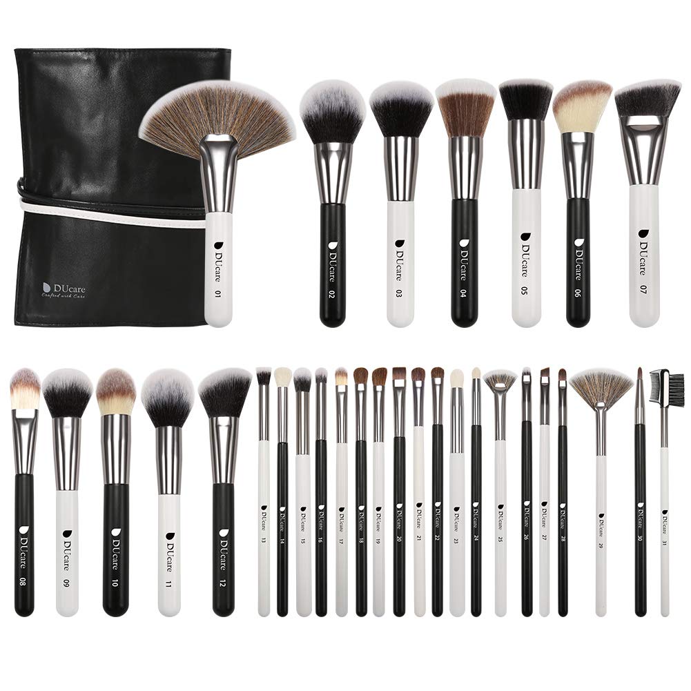 DUcare Makeup Brushes Professional Panda Series Makeup Brush Set 31Pcs Kabuki Foundation Blending Face Powder Blush Concealers Eye Shadows With Leather Case Organizer : Beauty & Personal Care