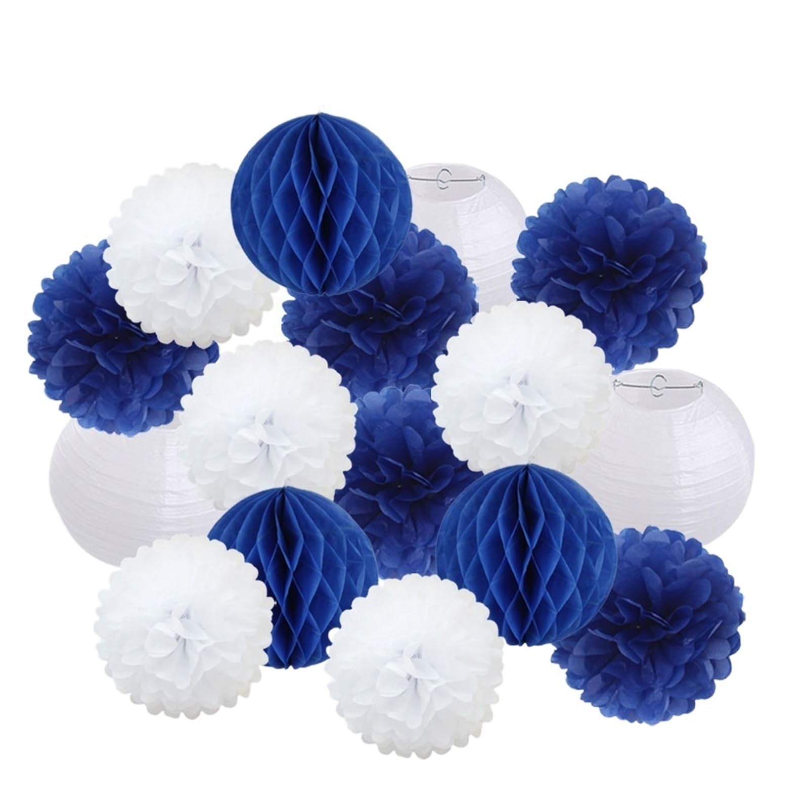 Papier Pompoms Deko Junge Mädchen Geburtstag Party Favor Gelb Set Falten Runde Papier Laterne Hochzeit Taufe Decor DIY Tissue Pompom(Dark Blue,12inch(30cm))