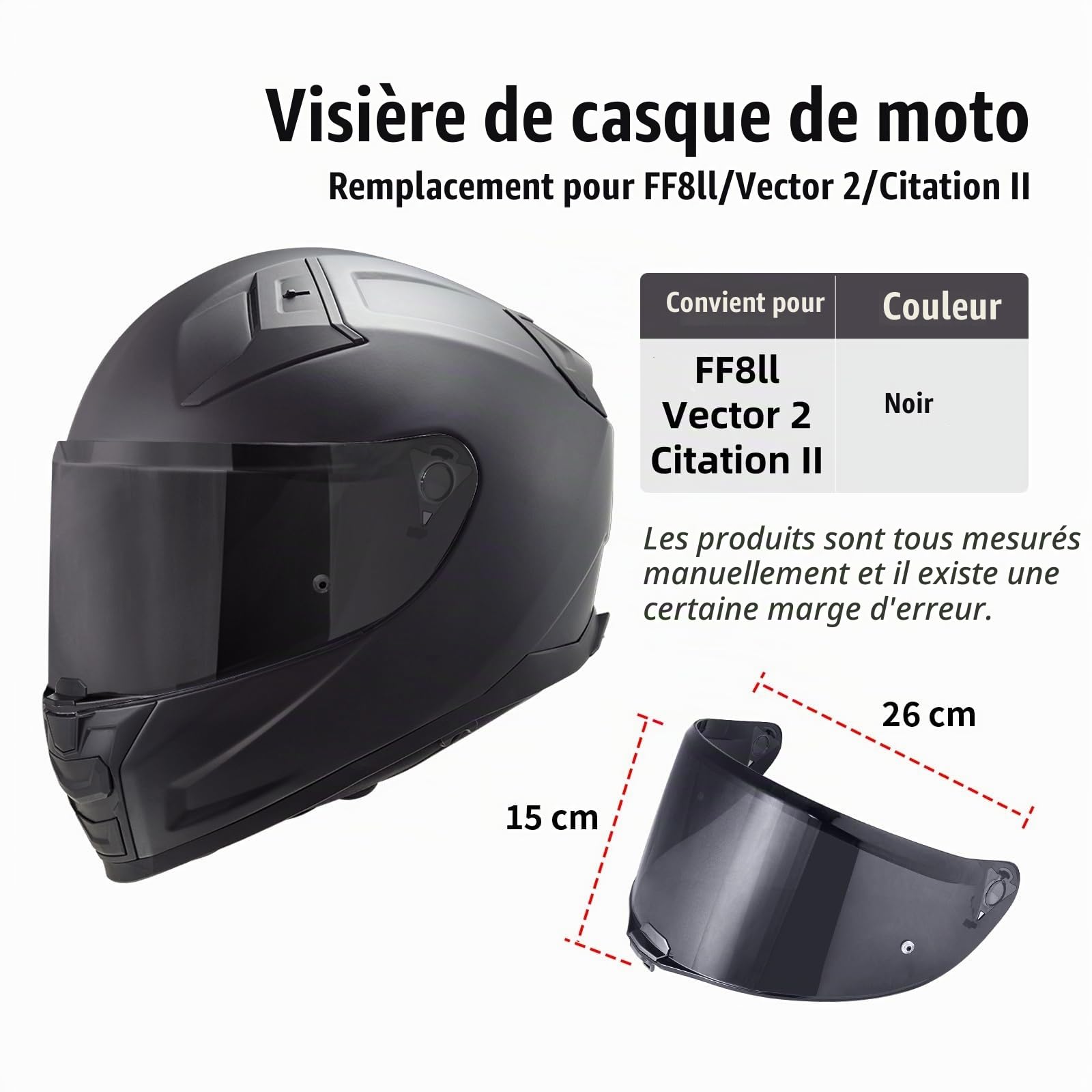 Visière de Casque de Moto pour FF811/VECTOR II/Citation II | Visière de Casque de Protection Contre Le Vent Moto,Lentille de Remplacement Visiere Casque Moto