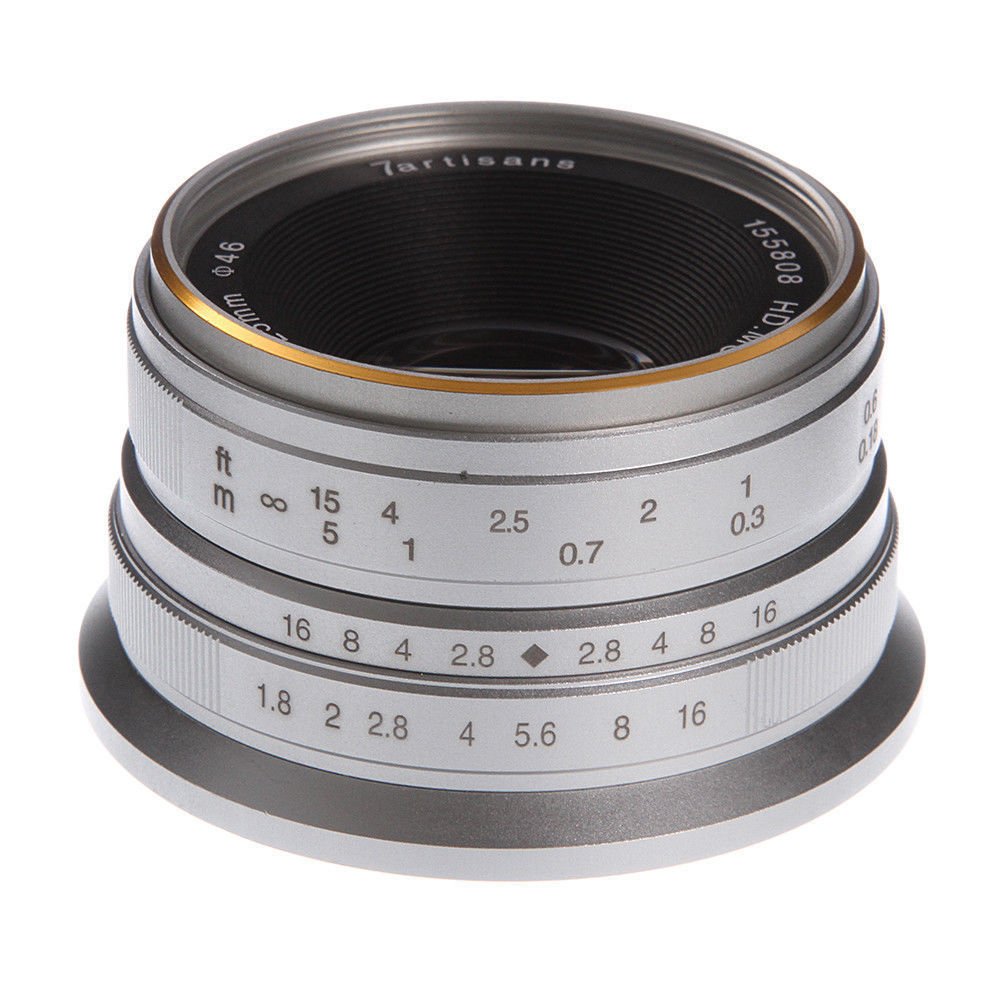 7 Artisans 25 mm f/1.8 mise au point manuelle MF objectif pour Fujifilm FX Mont X-pro2 T2 Argent