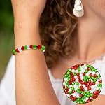 Christmas Acrylic Beads, 300 PCS Round Faceted Crystal Beads for Jewelry Making, DIY Craft Supplies (10mm)
