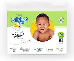 Baby Bee Free Proteção Natural, Fraldas Descartáveis, Hipoalergênicas, Ultramacia, livre de APLV (M)