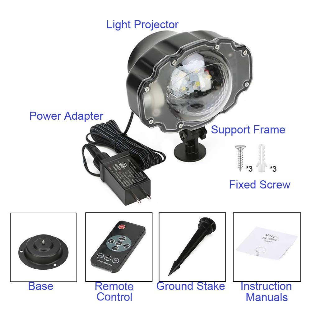 Weihnachtslicht Projektor, Schneeflocken Projektor Licht Outdoor Innenschneefalllichter mit Remote & Timer IP65 Dynamischer Schneeeffekt Scheinwerfer zur Weihnachtsfeier (E Modell)
