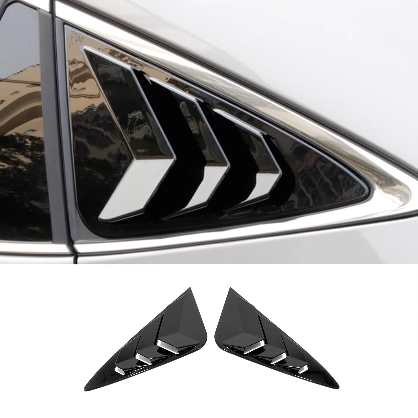 KELEIMAI Car Accessories Fit for Toyota VENZA 2021 2022 2023 2024 Rear Window Shutter Louvers Cover Trim (Glossy Black) 2PCS ABS