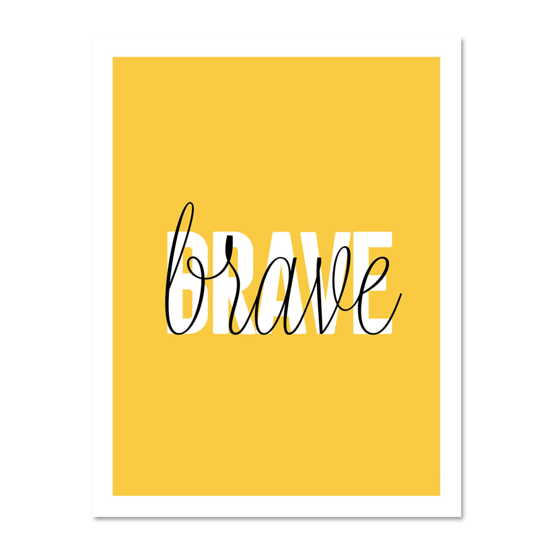 Wee Blue Coo Solid Simple Words Brave Large Framed Art Print Wall Poster 18x24 inch