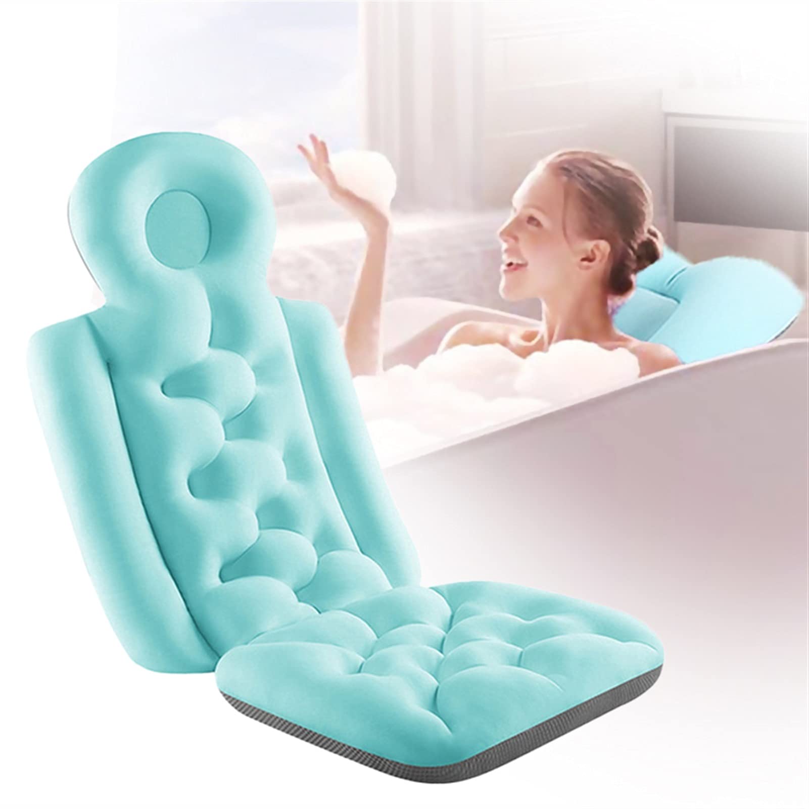 Poduszka łazienkowa do wanny, ergonomiczna poduszka do wanny spa, mata do wanny spa podkładka na materac świetne podparcie pleców dla dorosłych, poduszka do wanny na całe ciało, miękka i szybkoschnąca