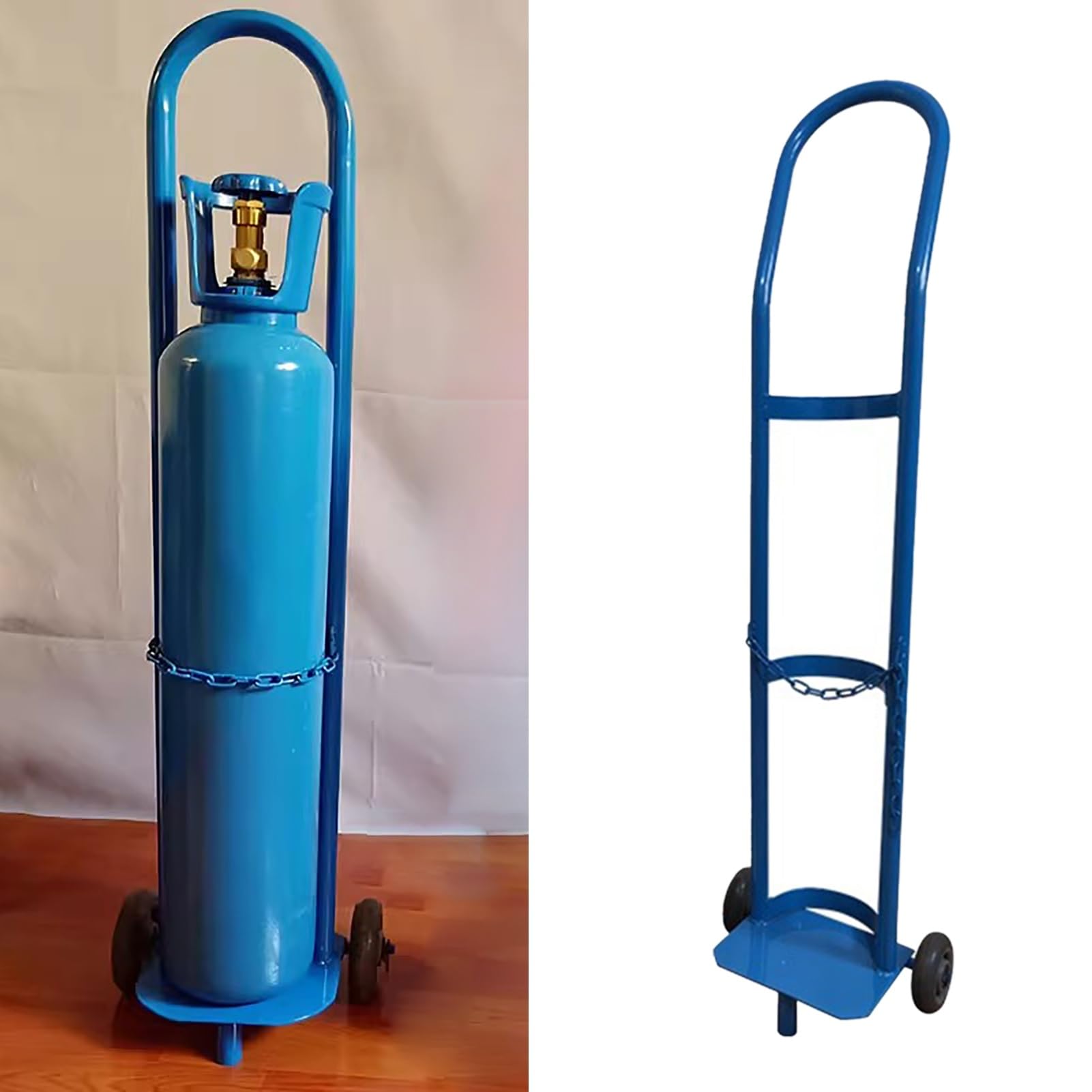 GHHVFEC Oxygen cylinder rack,Portable Oxygen Tank Holder Cart for MJDREll Cylinders, Lightweight Oxygen Gas Storage Walking Cart, U-Channel Nitrous Rack for Home Use (Blue, 37.4" Height)