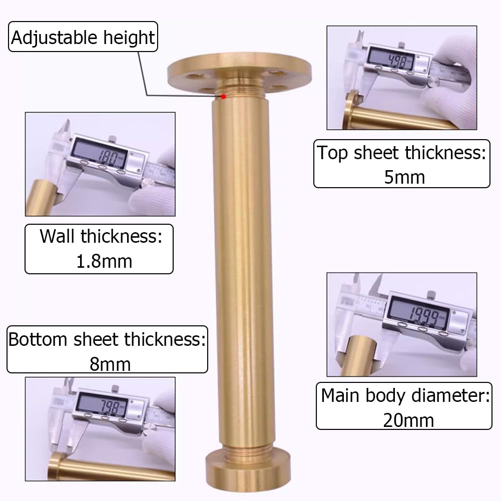 Gambe in legno regolabili in ottone, capacità di carico 500 kg, 4 pezzi, diverse dimensioni (21 cm / 8.27in), perfette per progetti fai da te e pellicce