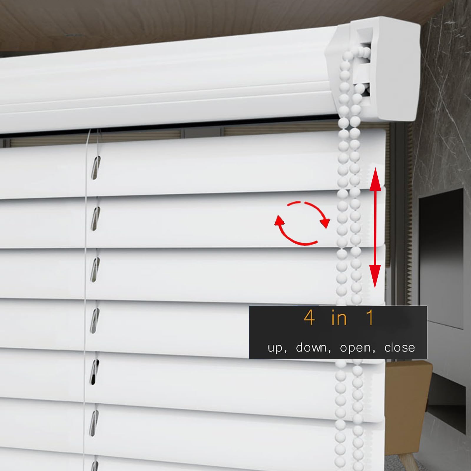 Bianco,Tenda Parasole,Oscuranti/Isolamento Termico Tenda Veneziana in Metallo,Impermeabile Anti-UV Regolazione della Luce,per Finestra Home Office,Larghezza x Altezza (160x120cm)