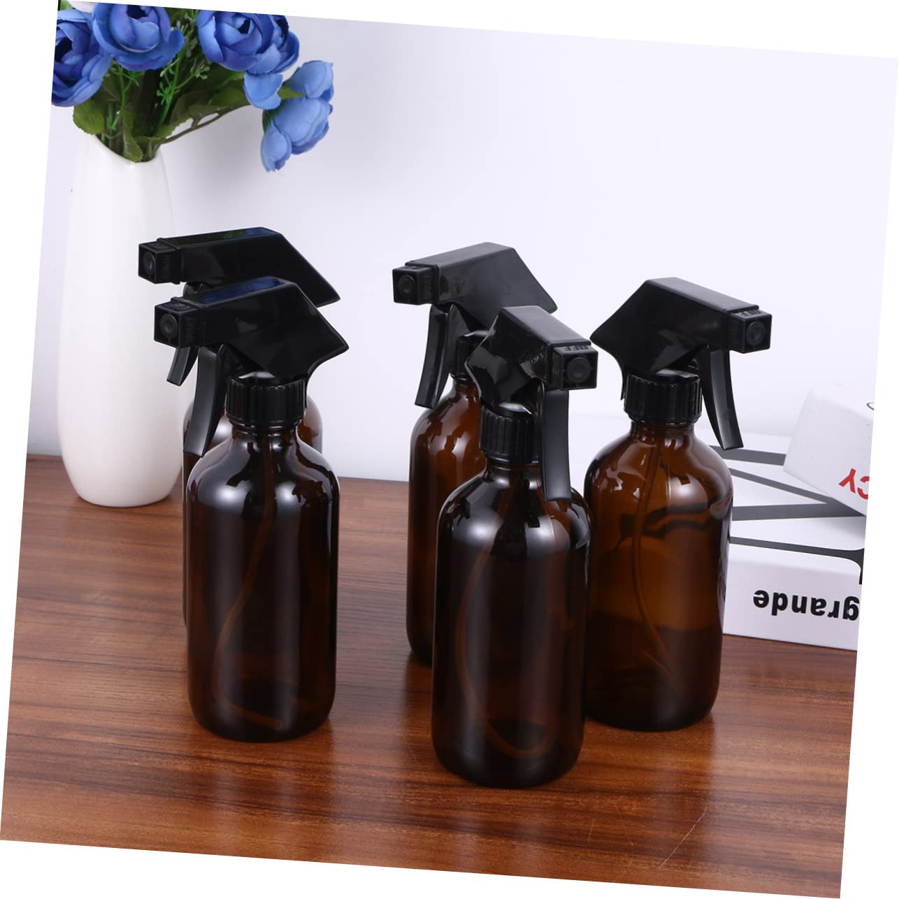 Veemoon 4 Stück 250 Ml Braune Glas Sprühflaschen aus Glas und Pp Leicht zu Benutzen und Arbeitssparend für Flüssigkeitsabfüllung und Pflanzenbewässerung