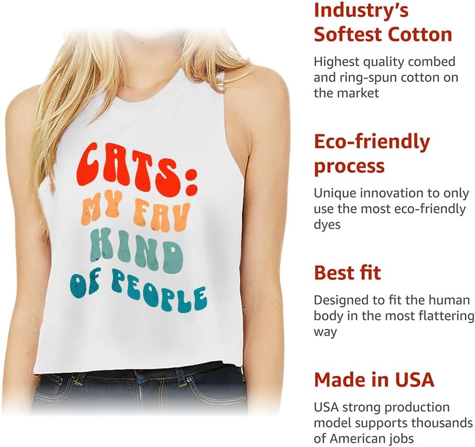 Cats My Favorite Racerback Cropped Tank - Quote Women's Tank - Graphic Tank Top