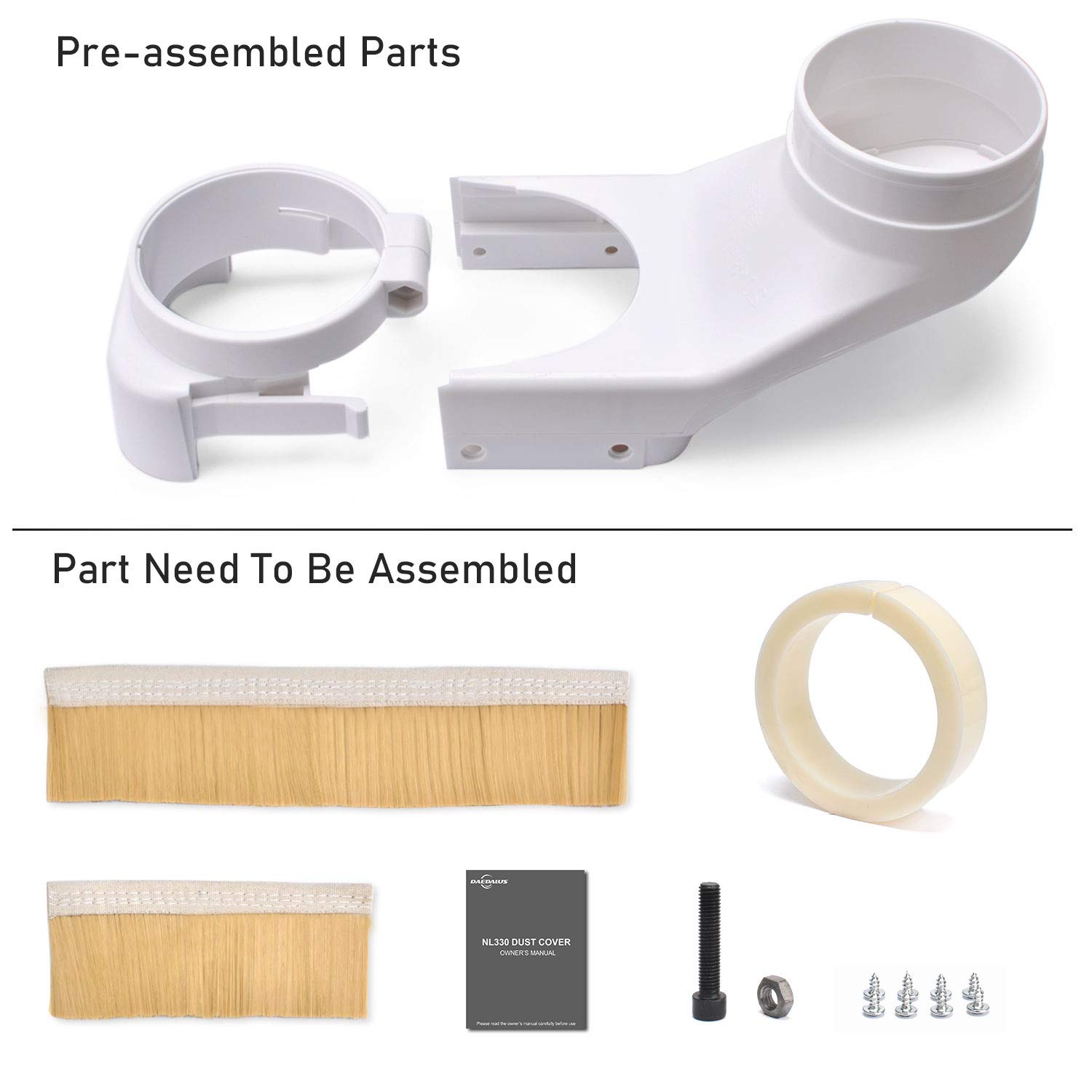 Daedalus NL330 CNC Cache-Poussière, Nettoyeur de Cache-Poussière de Broche pour Routeur CNC 80 mm Moteur de Broche Fraiseuse Outil de Gravure, Blanc