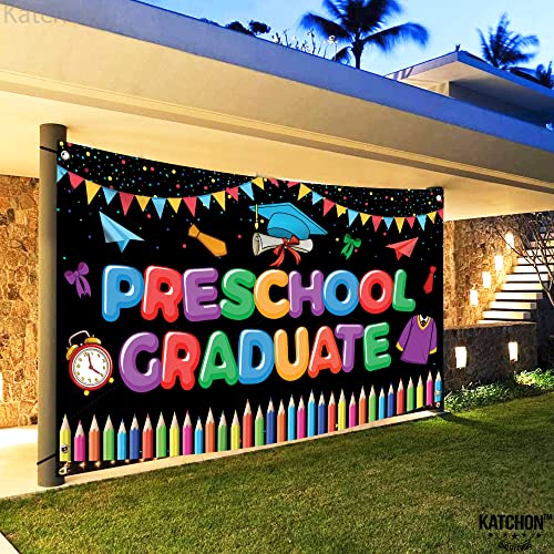 Image of KatchOn, Preschool Graduation Banner - 72x44 Inch | Preschool Graduation Decorations 2026 | Kindergarten Grad Decoration | Congratulations Banner | Congrats Grad Party Decorations