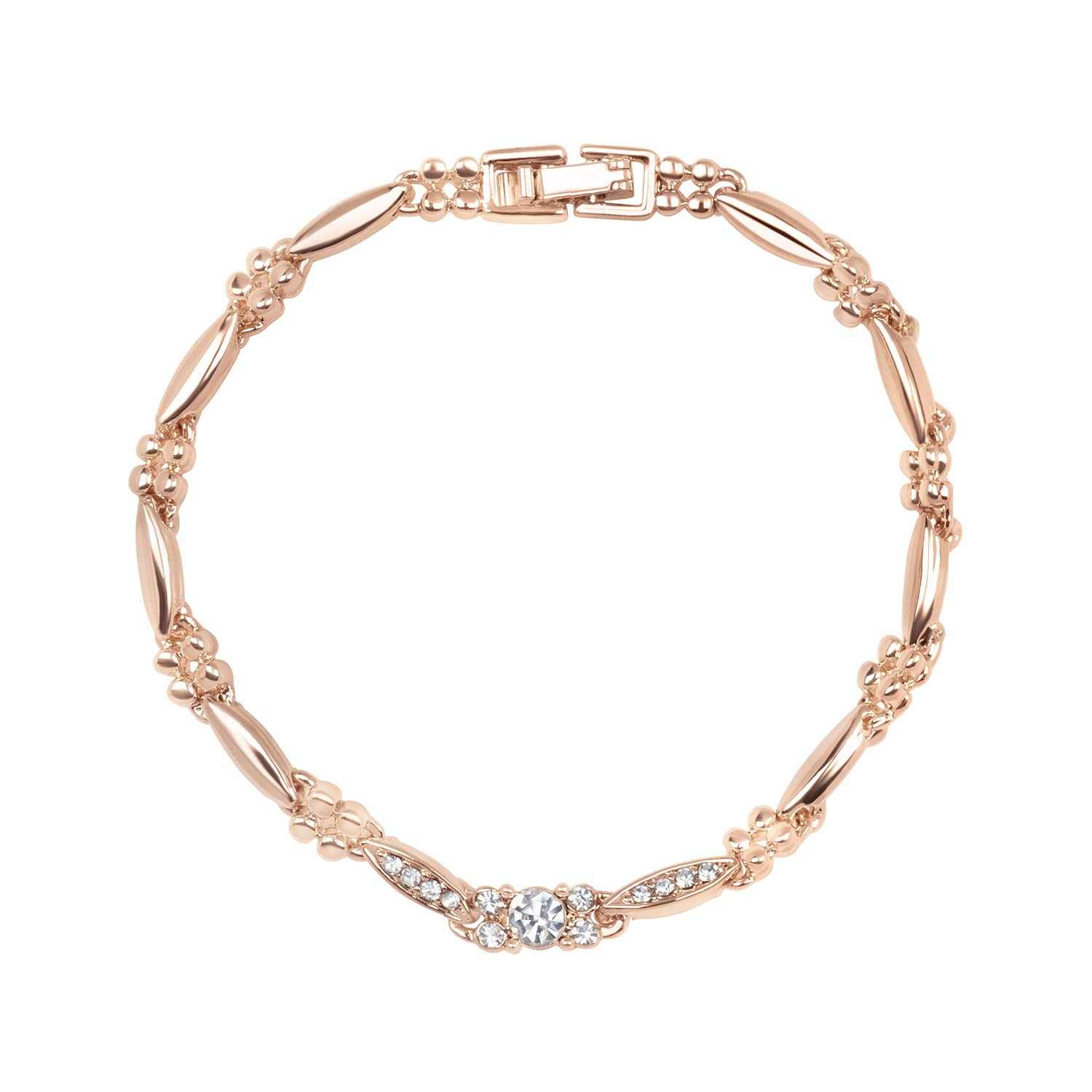 Mahi White Crystal Rose Gold Plated Beautiful Bracelet for Women (BR1100454ZWhi) (B09265CB1Y) Amazon Price History, Amazon Price Tracker