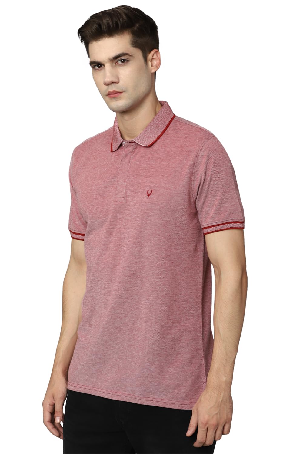 Allen Solly Cotton Men's Solid Regular FiT-Shirt (Askpcurgf681008_Red L) - Image 2 thumbnail