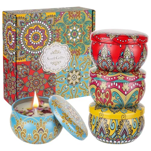 XTDMJ Velas perfumadas de regalo para mujer, paquete de 4 velas de aromaterapia de cera de soja natural, vela perfumada para aliviar el estrés, relajación corporal, Navidad, cumpleaños, baño, yoga