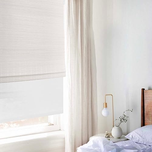 Miniatura 3 de MOOD Persiana enrollable opaca de bambú doble + persiana romana de bambú inalámbrica con una persiana opaca como forro  Doble blanco