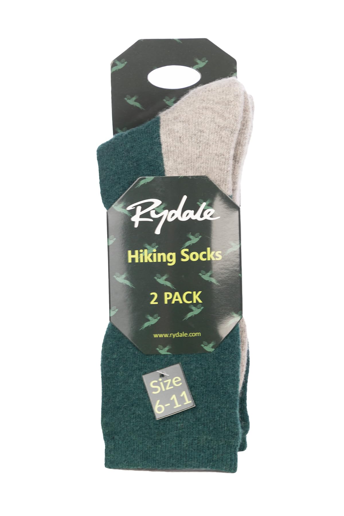 Rydale Men's Green Thermal Hiking Socks For 2 Pack Ankle Sock Warm Wool Blend Cushioned (Uk, Numeric, 6, 11, Regular, Regular, )
