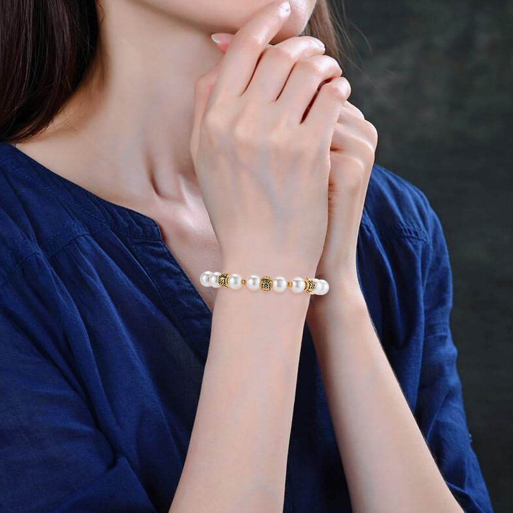 1 Box 100pcs Tibetan Spacer Beads Large Hole Alloy Beads Antique Golden European Rondelle Loose Spacers Bead Barrel Tube Spacers Bead for Jewelry Making Necklace Bracelet Accessories Crafting - Image 5