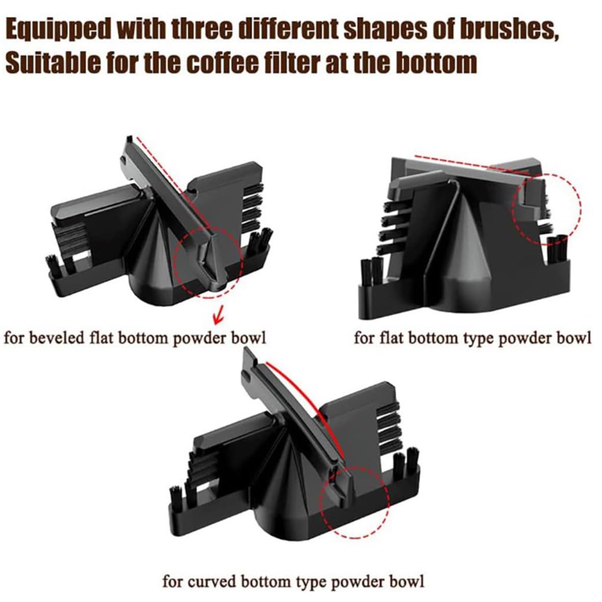 Máquina eléctrica de Limpieza de portafiltros Knock Box, Limpiador automático de portafiltros, Cepillo de Limpieza de portafiltros de café de 58 mm con 3 cepillos de Formas Diferentes