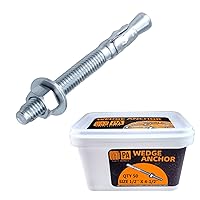 Vista 29 de Party Animals Anclaje de cuña de 3/8 x 5 pulgadas, 50 piezas de pernos de anclaje industriales cincados para cemento, hormigón