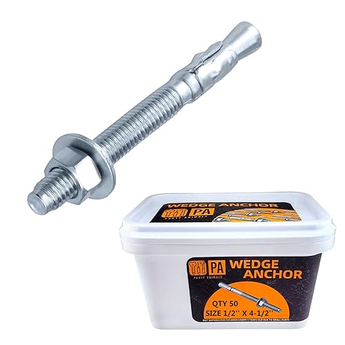 Miniatura 167 de Party Animals Anclaje de cuña de 3/8 x 5 pulgadas, 5 pernos de anclaje industriales cincados para cemento, hormigón