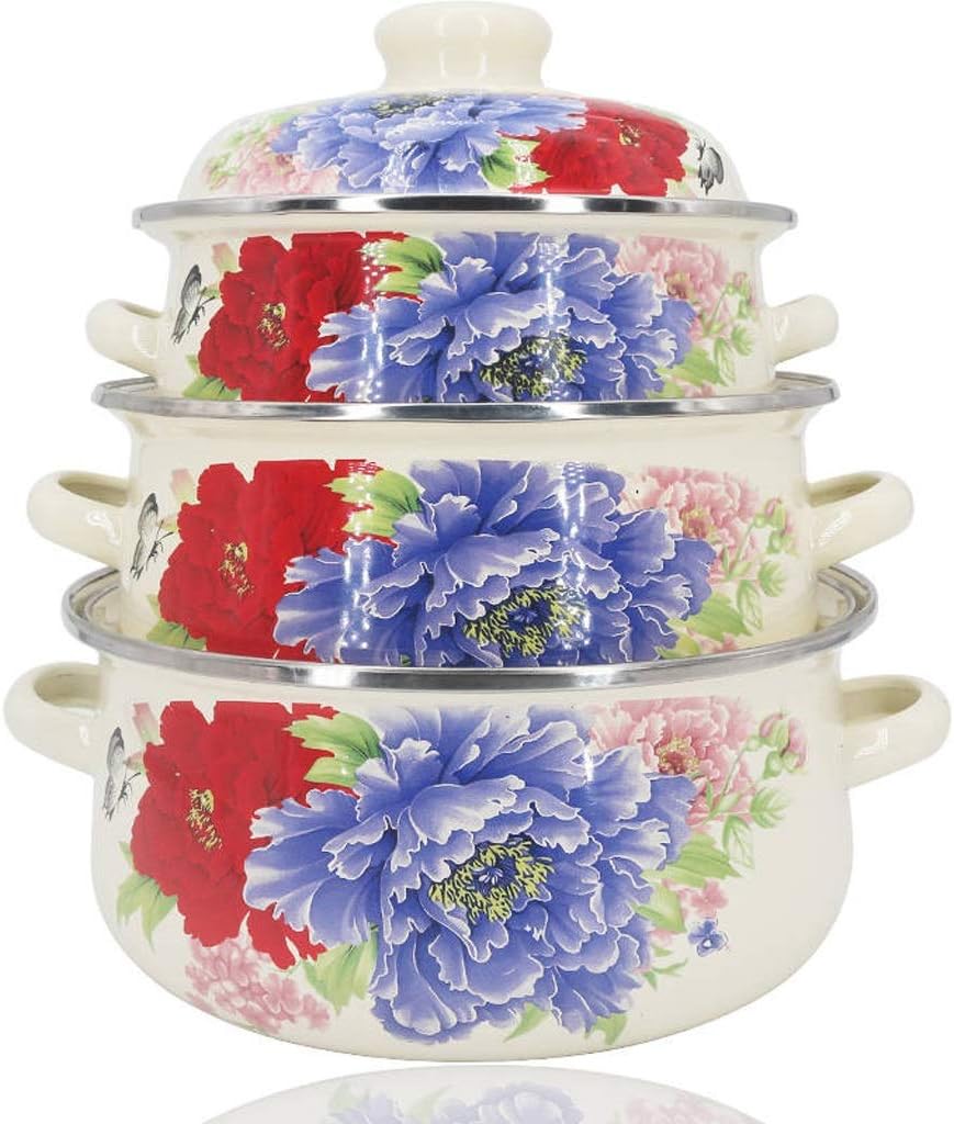 Soup Pot Stew Three-piece Enamel Thickening Pan Hot Boiling for Hotpot Ollas De Cocina(E)