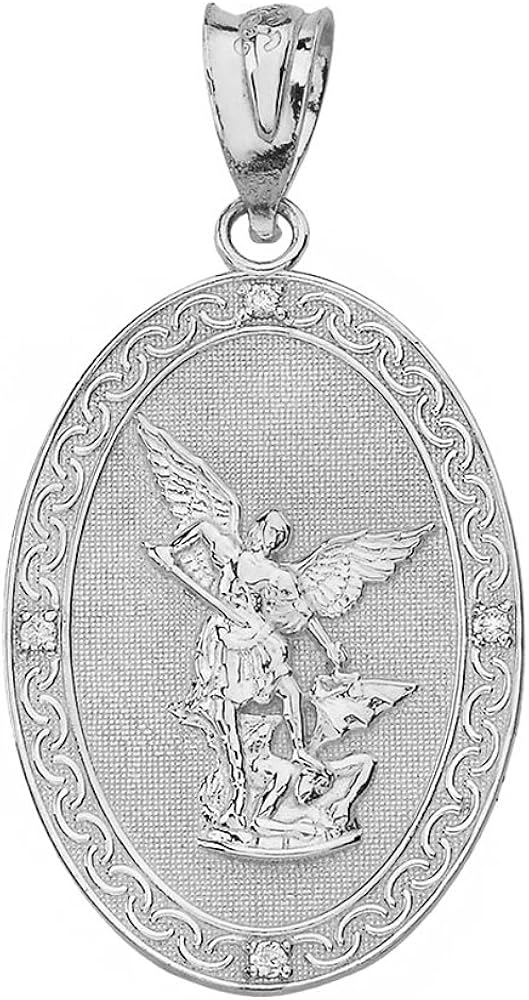 White gold saint michael pendant Clearance