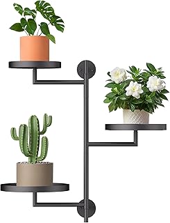 Window Rotating Plant Stand Shelf Indoor Black Metal Floating Shelves 3-...