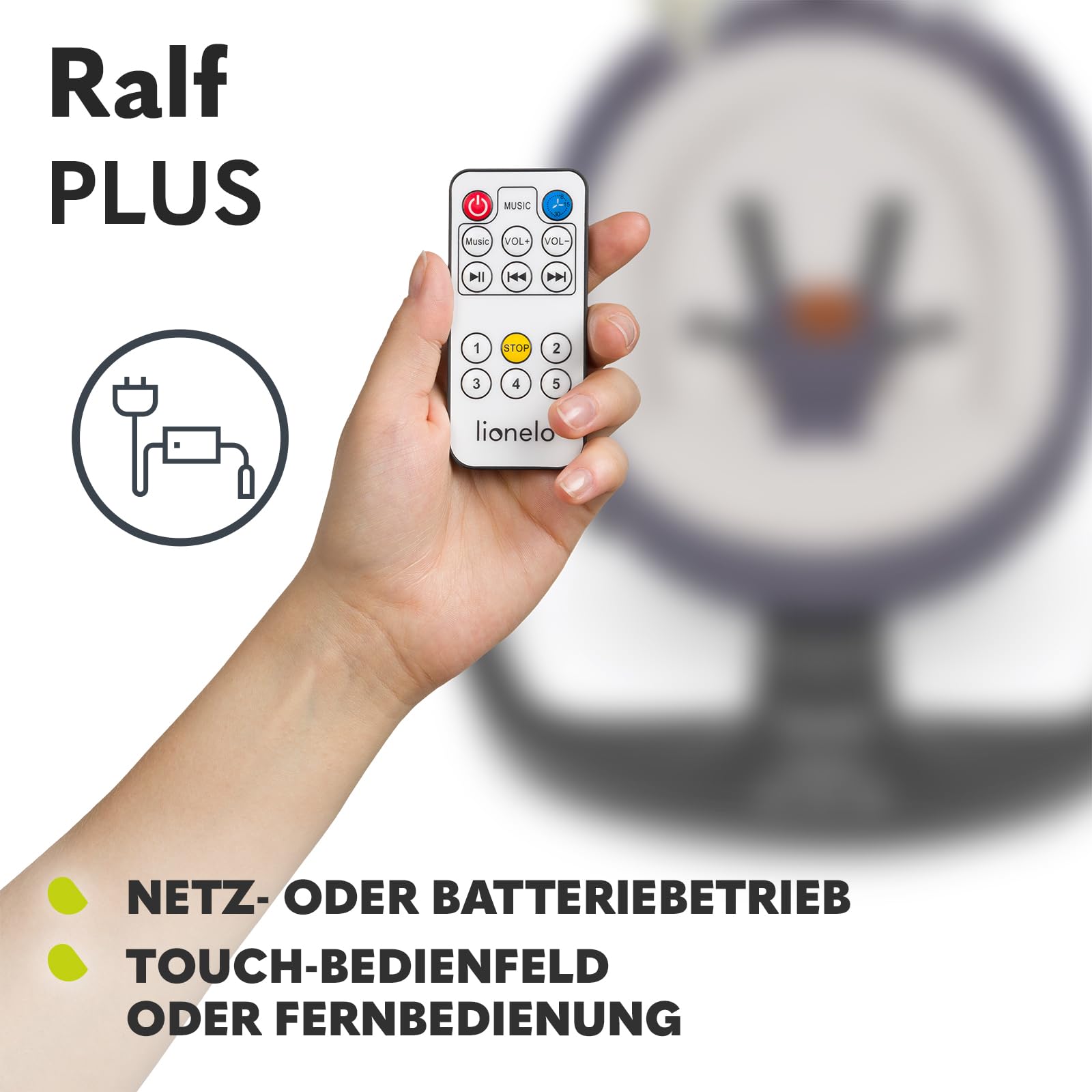 LIONELO Ralf 2in1 Babywippe und Liegestuhl, Fernbedienung, 12 Melodien | zwei Schaukelrichtungen, 5 Schaukelgeschwindigkeiten, Sperrung, Rückenlehnenverstellung, Timer, leiser Betrieb