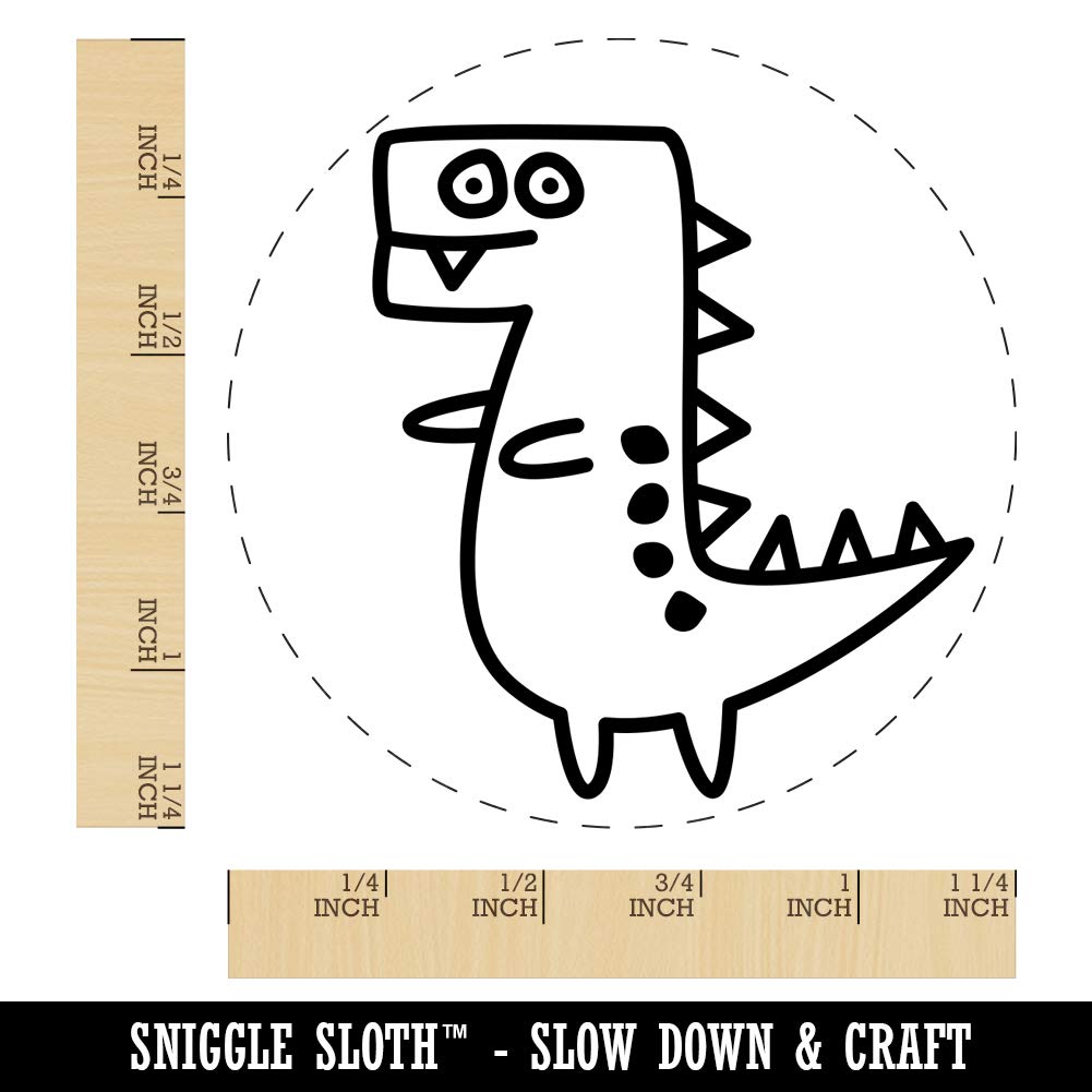 Tyrannosaurus Rex Dinosaur Doodle Rubber Stamp for Stamping Crafting Planners - 1-1/4 Inch Large
