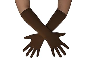ButlerGloves Brown Long Gloves Elbow Length Spandex Banquet Gloves