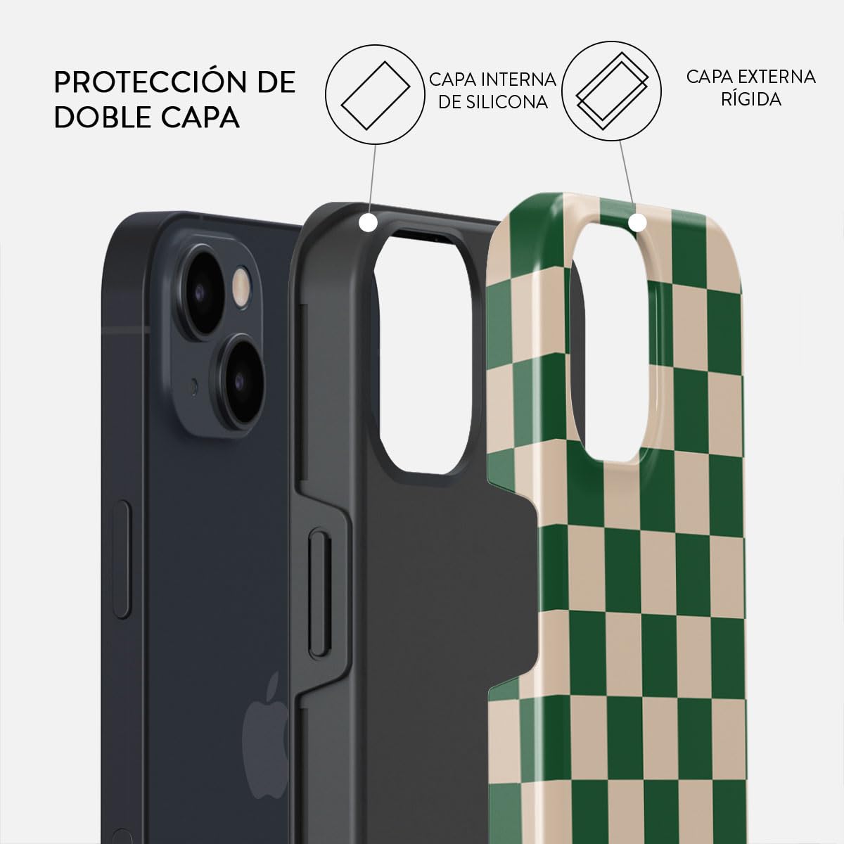 BURGA Funda Compatible con iPhone 14 Plus Unisex – Diseño Híbrido Doble Capa TPU Absorción Impactos, Exterior Duradero Resistente Arañazos, Borde Elevado Protección Pantalla y Uso Diario