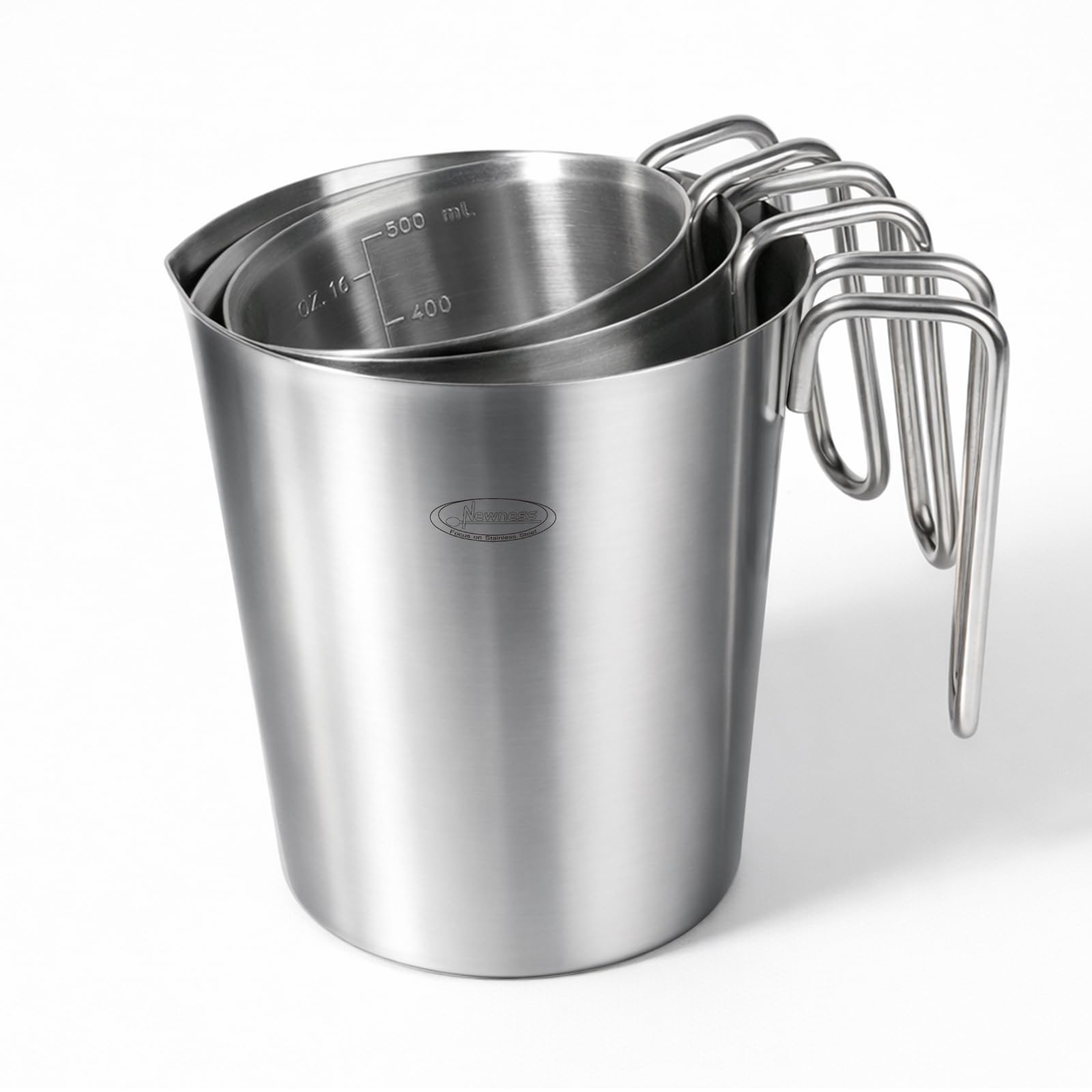 Newness 3-Pack Stainless Steel Measuring Cups Set, Metal Measuring Cup