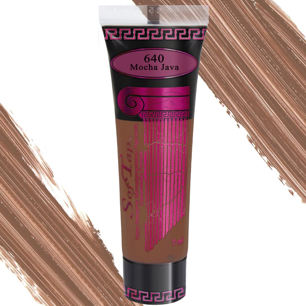 SofTap Permanent Makeup Mocha Java PMU Advanced: 3d areola, Pink, Mauve, Brown, nipple, breast, port wine stain, old PMU restore, Shading gorgeous Professional Cosmetic Tattoo, Vegan, Cruelty Free, EU Compliant, Gluten Free, Paraben Free, Sulfate Free, Made in USA, 7 ml tube. Enhance Color Makeup Kit Ink Shading machine hand method compatible pixel soft tap Hypoallergenic (Mocha Java)