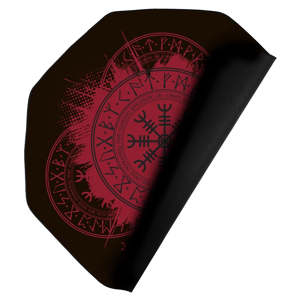 Konix Drakkar Gaming Bodenmatte Kattegat 98 x 98 cm für Bürostuhl - Rutschfester Belag - Motiv Wikinger - Schwarz und Rot