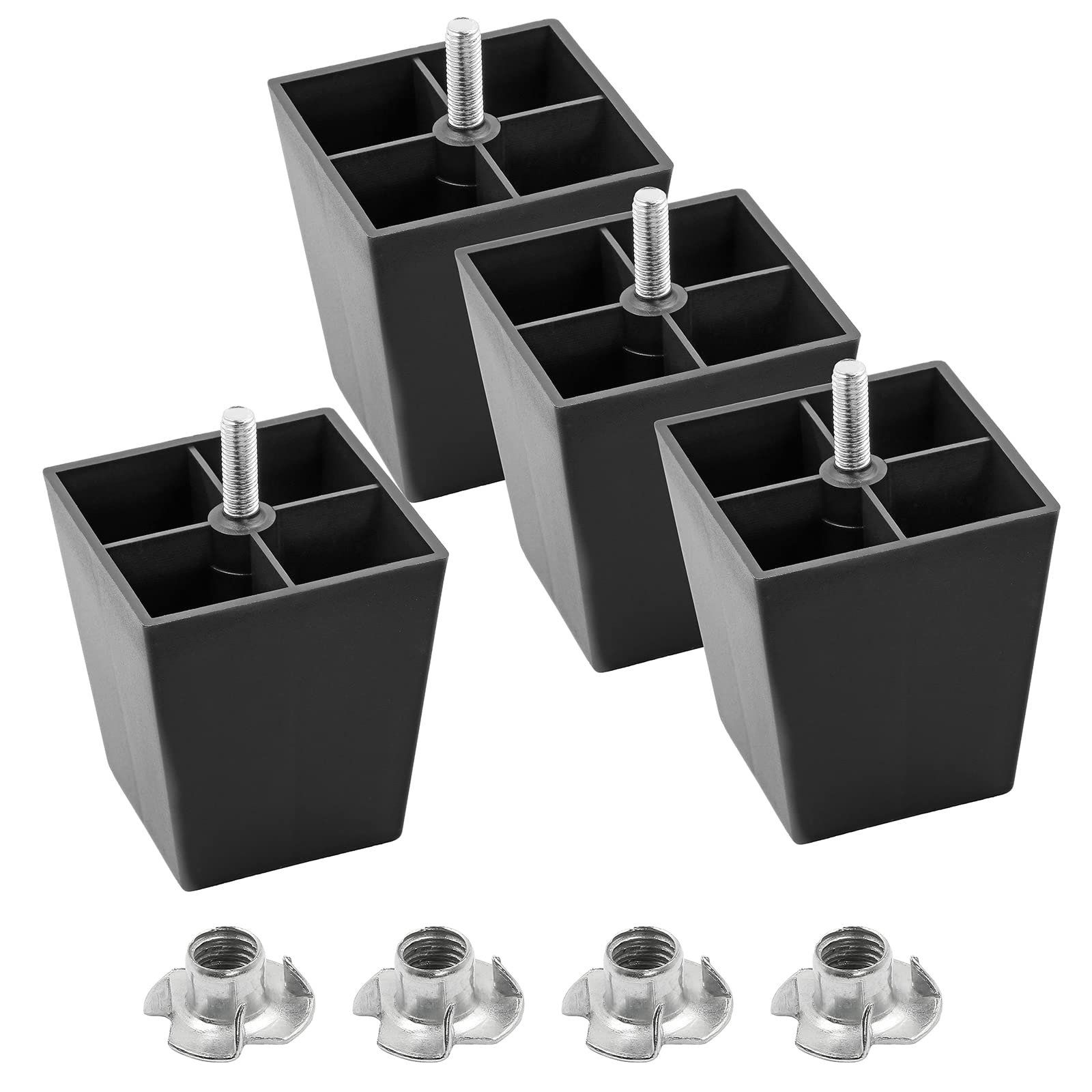 Buy Masendelk 3 inch Plastic Furniture Legs, Square Couch Legs Black Sofa Legs Set of 4, Mid