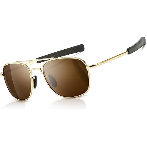 SUNGAIT Men's Military Style Polarized Pilot Aviator Sunglasses Bayonet Temples