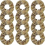 Set of 12 Cheer Shiny Metallic Hair Scrunchies Glitter Ponytail Holder Hair Accessories for Cheerlea