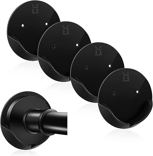 Miniatura 8 de Soporte para barra de cortina de ducha para pared, retenedor adhesivo de barra de tensión de baño con soporte ancho, incluye cintas fuertes para