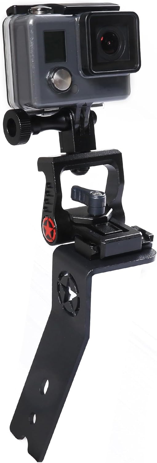 Action Camera Mount for Jeep JL, Slide Rail Camera Clamp Mount Holder Adapter with 1/4 Thread for Jeep Wrangler JL JLU Gladiator JT 4XE 2018-2025, for GoPro Hero 9 8 7 6 5 4 etc, Aluminum