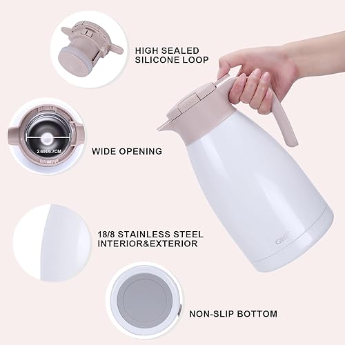 Miniatura 41 de Jarra térmica de acero inoxidable para café, termo de doble pared sellado al vacío, 12 horas de retención de calor Negro