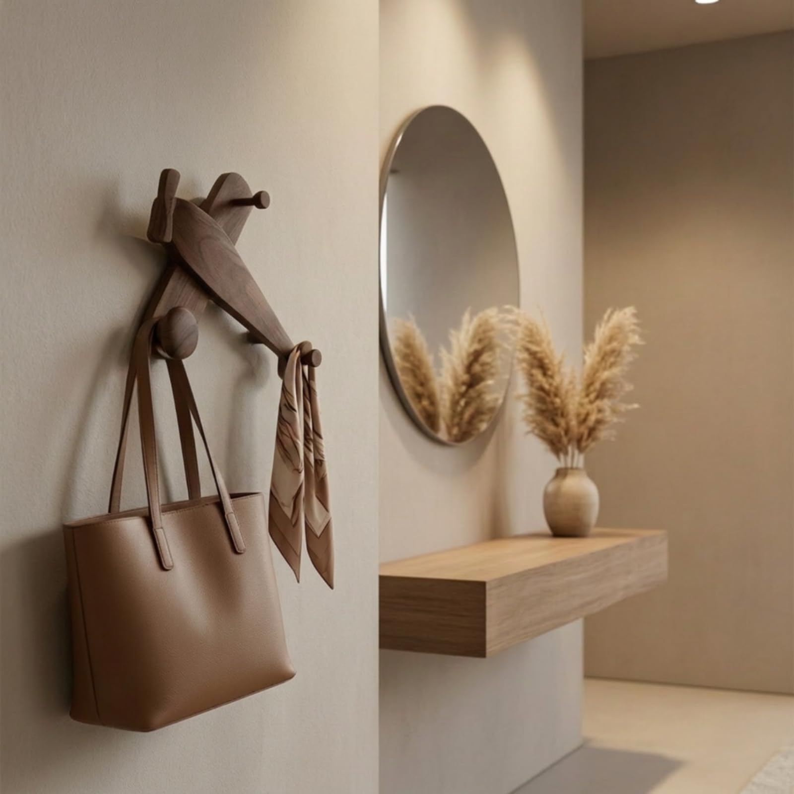 Porte-Manteau Avion En Bois Robuste Patère En Forme D'avion Naturel Porte-Manteau Mural avec Crochets pour Entrée