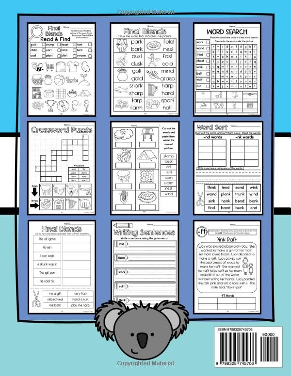 Final Blends Phonics Workbook: Practice Worksheets for Ending Consonants Blends. Kindergarten, First Grade, Second Grade, Homeschool Reading Activities - Image 2