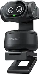 EMEET PIXY Dual-Camera AI-Powered PTZ Camera 4K, AI Tracking, PDAF&AI Autofocus 0.2s, 1/2.55'' Sensor, 3 Mics, Presets, Gesture Control, 4K Webcam for Streaming and OBS/Twitch/Switch 2 Compatible