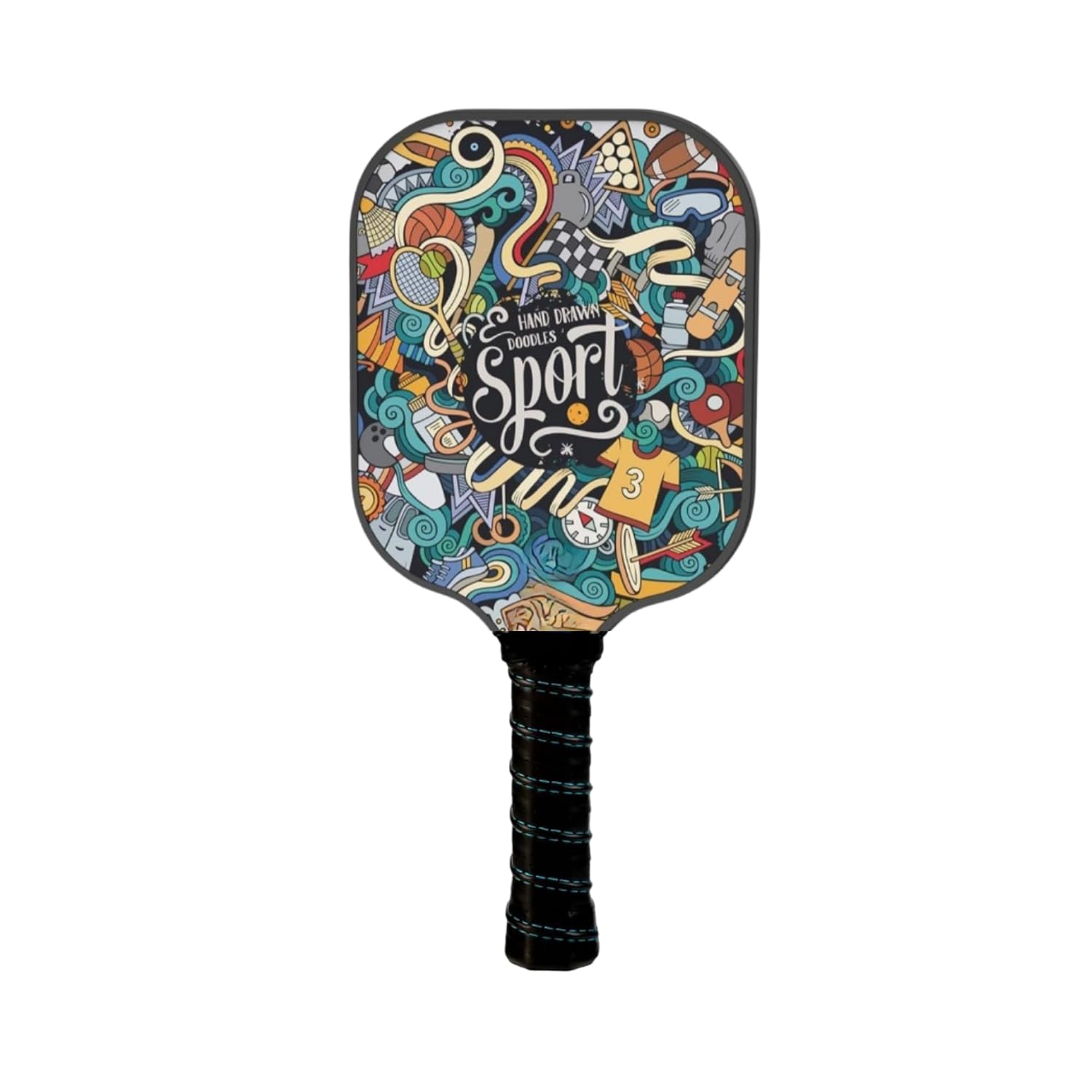 Pickleball Paddle, 16mm Fiberglass Surface, 8mm PP Honeycomb Core, Hand Drawn Doodle Sports Design (Sport Paddle)-image-45