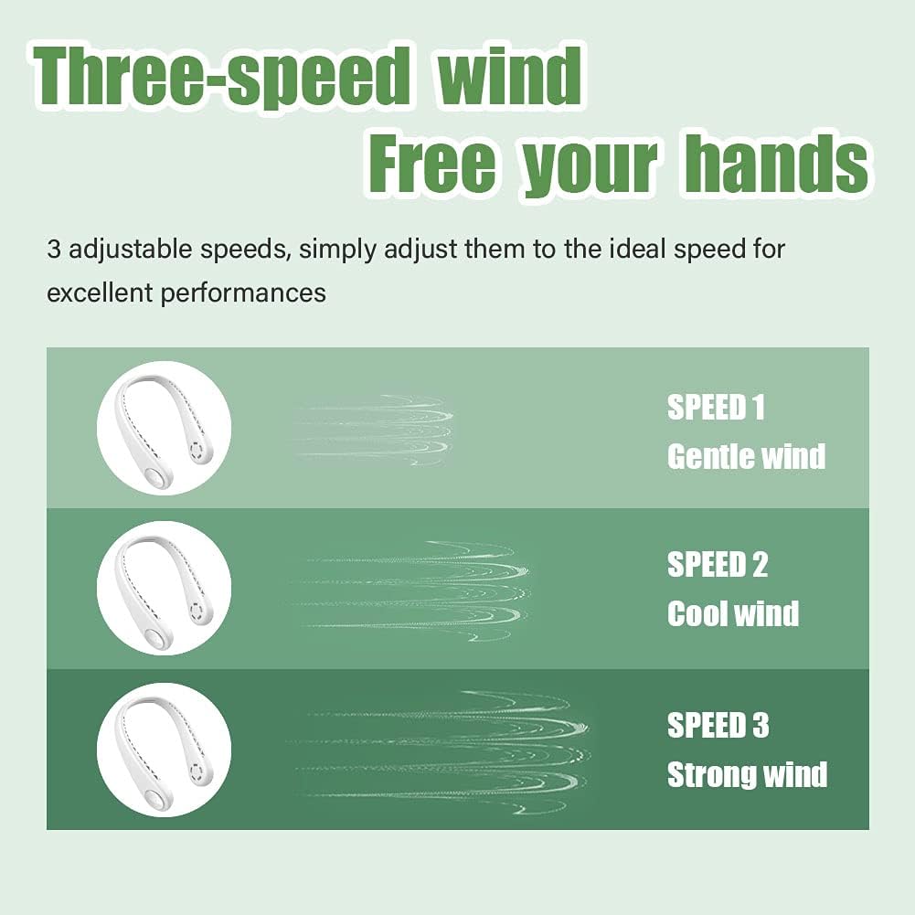 FrSara Neck Fan, Bladeless Neck Fan Rechargeable, Adjustable, 360° Cooling, Super Quiet, No Blade Fan Design, No Hair Twisting, Even Air Volume On Both Sides, Non-Slip, Short Charging, Long Use Time : Everything Else