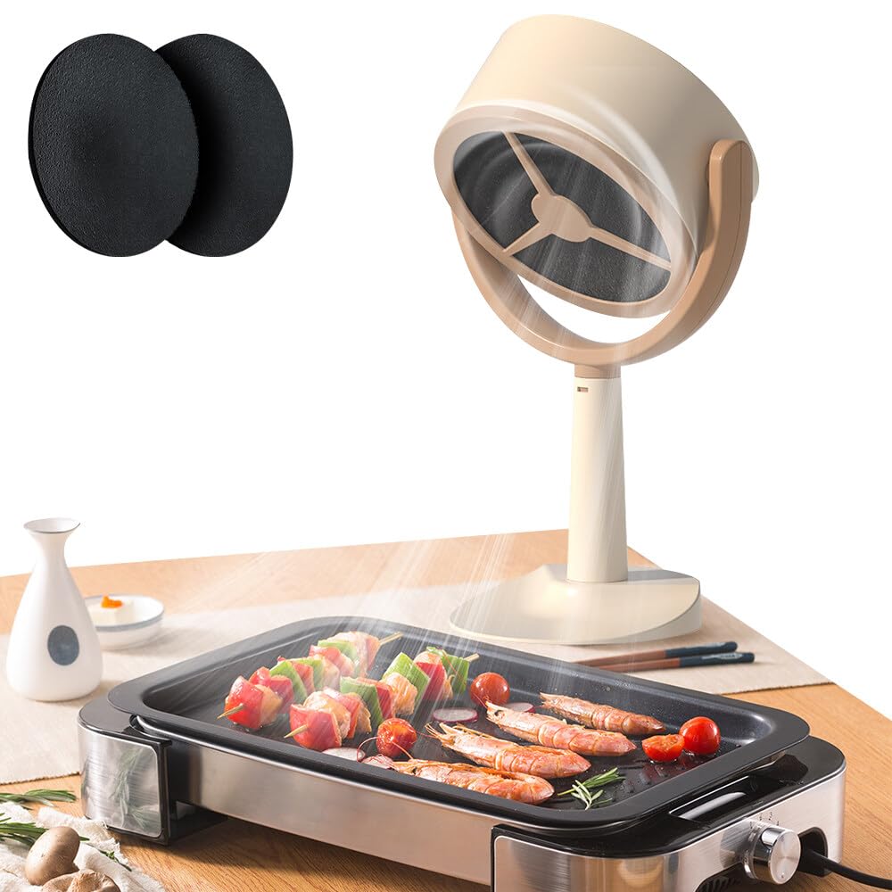 Tragbare Dunstabzugshaube, Mini Dunstabzugshaube Klein, 2 Geschwindigkeiten Dunstabzug Mobil Geräuscharme, Tragbare Tischhaube mit Stativ und 2 Filtern für Zuhause, Grill